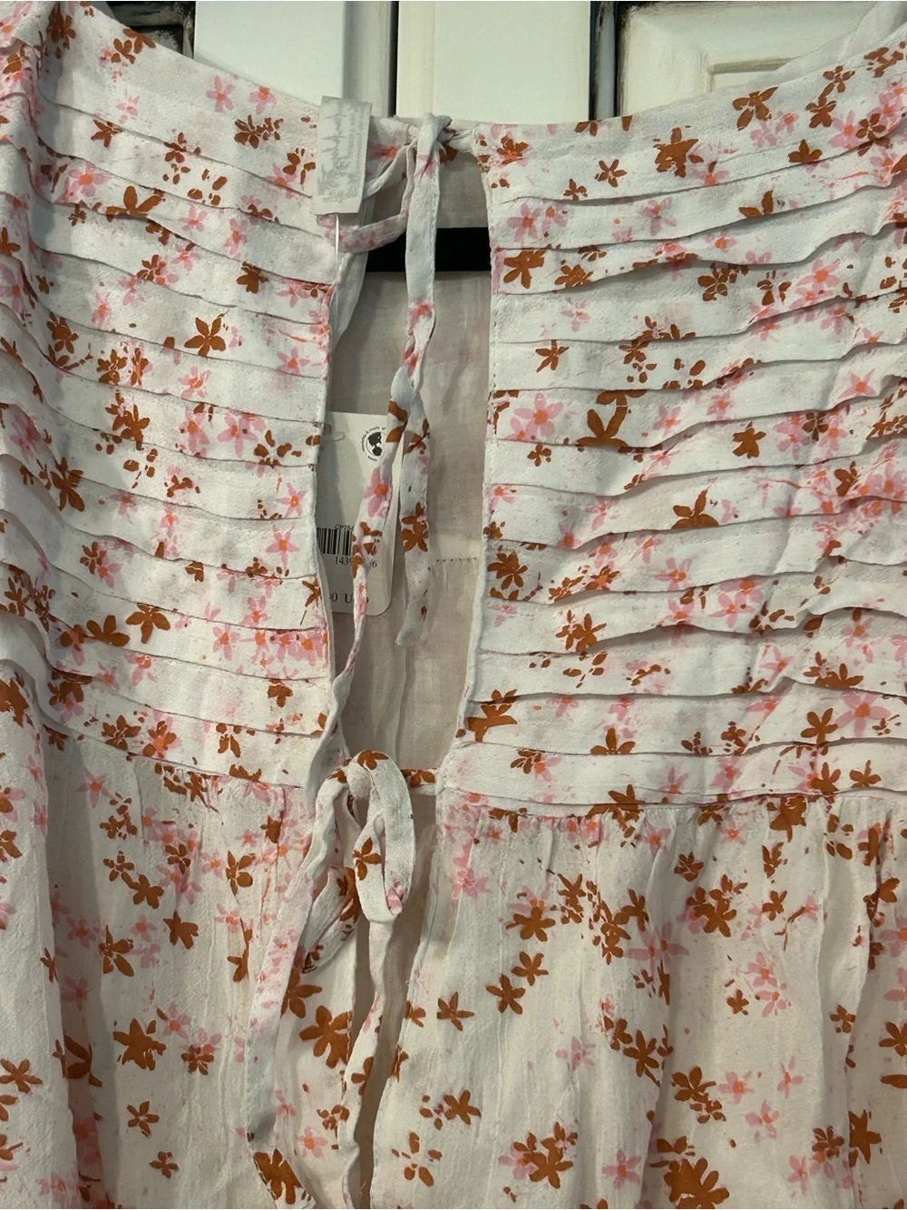 Free People White Bodysuit with Pink and Brown Floral Print